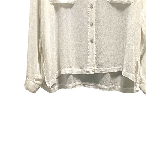 Boston Proper Vintage Silk Button Down Blouse White Size 14 Quiet Luxury Flowy - Picture 5 of 11